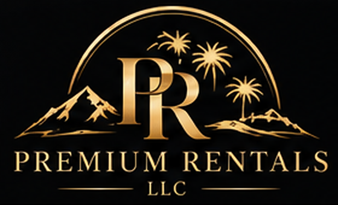Premium Rentals LLC — PR mountain and palm emblem